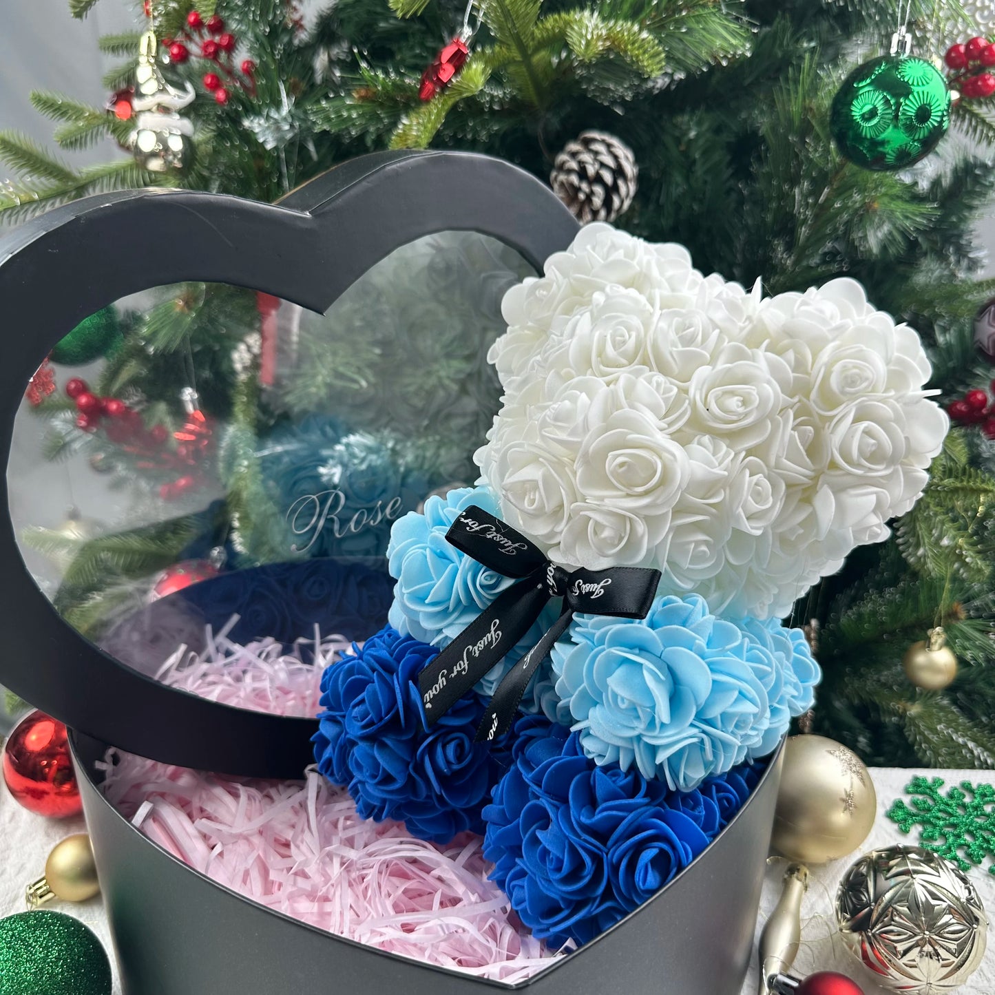 Rose Bear Gift 25cm Artificial Teddy Rose Bear with Box