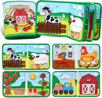 Farm Busy Book Montessori Animal Activity Board for Toddlers