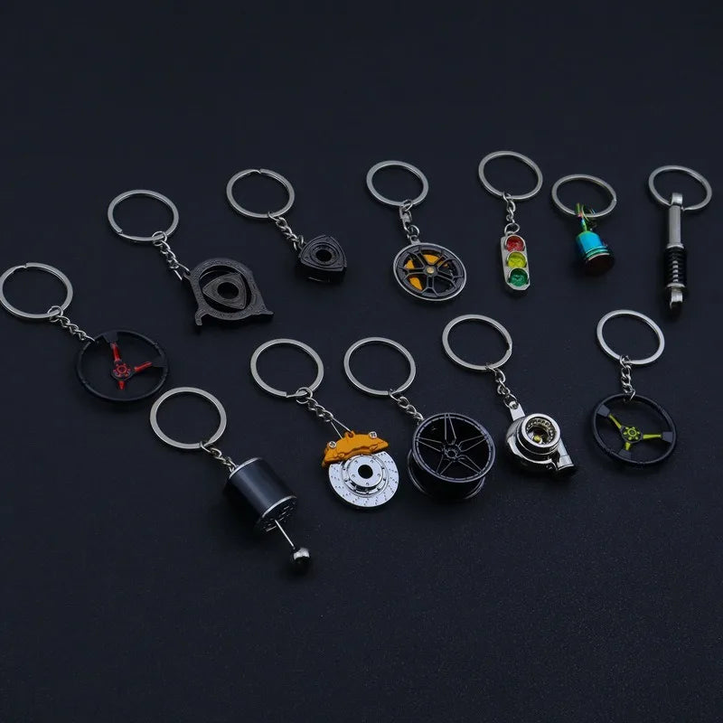 Stainless Steel Car Keychain – Brake Disc Turbo Gear Keyring for Men
