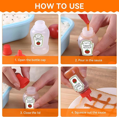 Mini Condiment Squeeze Bottles – Portable Sauce Containers for Lunch Boxes