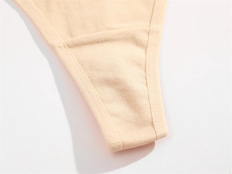 Women's Cotton Thong Panties 4PCS Seamless Low Rise Set