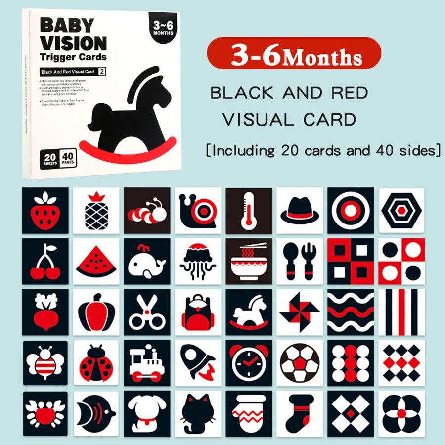 Baby Visual Stimulation Cards Montessori High Contrast Flash Cards