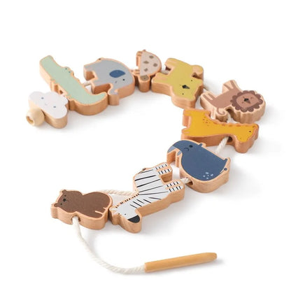 Wooden Animal Threading Toy for Toddlers