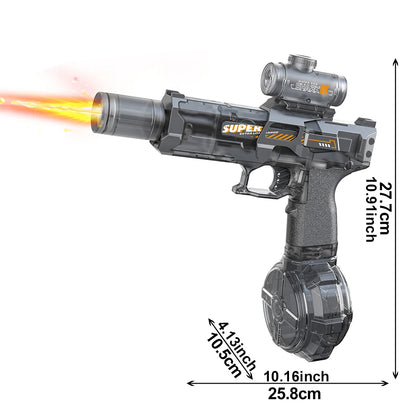 A rechargeable water blaster made for exciting pool, beach, and outdoor water games.
