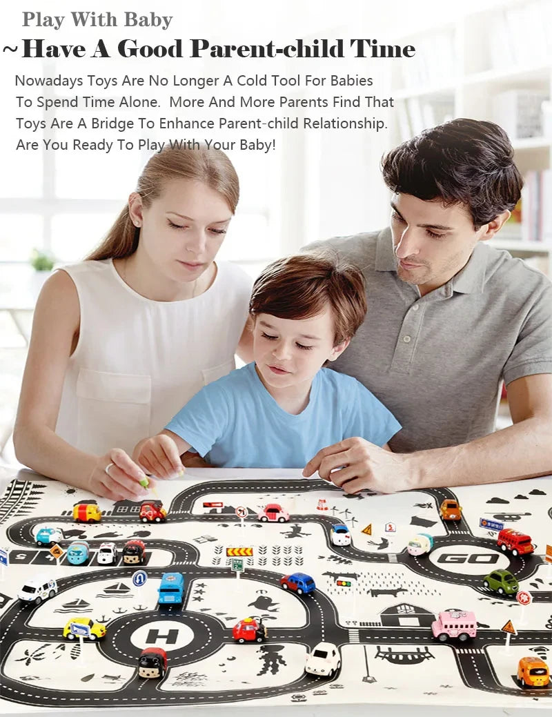 City Parking Lot Play Mat for Kids – Road Map Car Track & Educational Toy