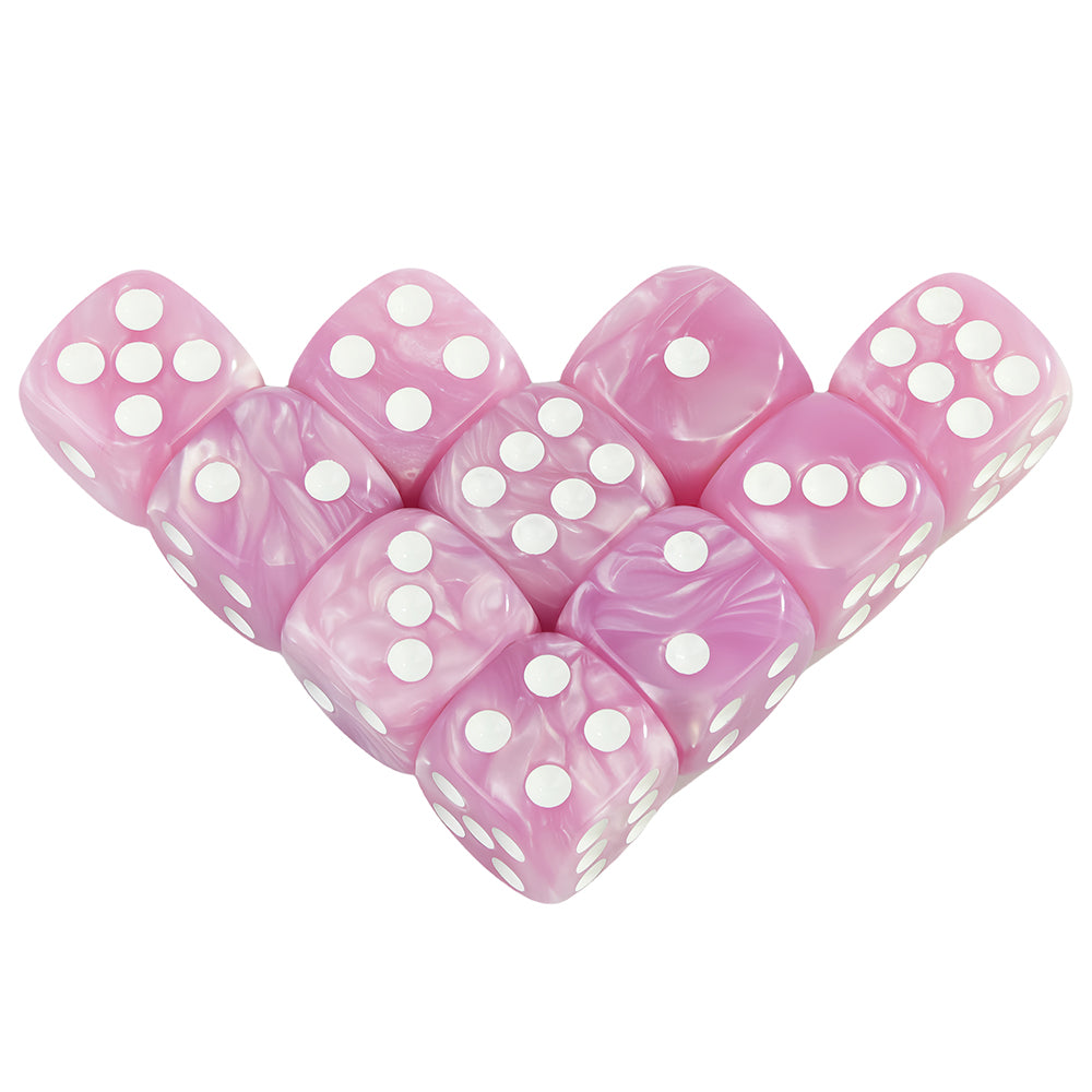 Acrylic Dice Set 10 Piece 16mm Marble D6 Game Dice
