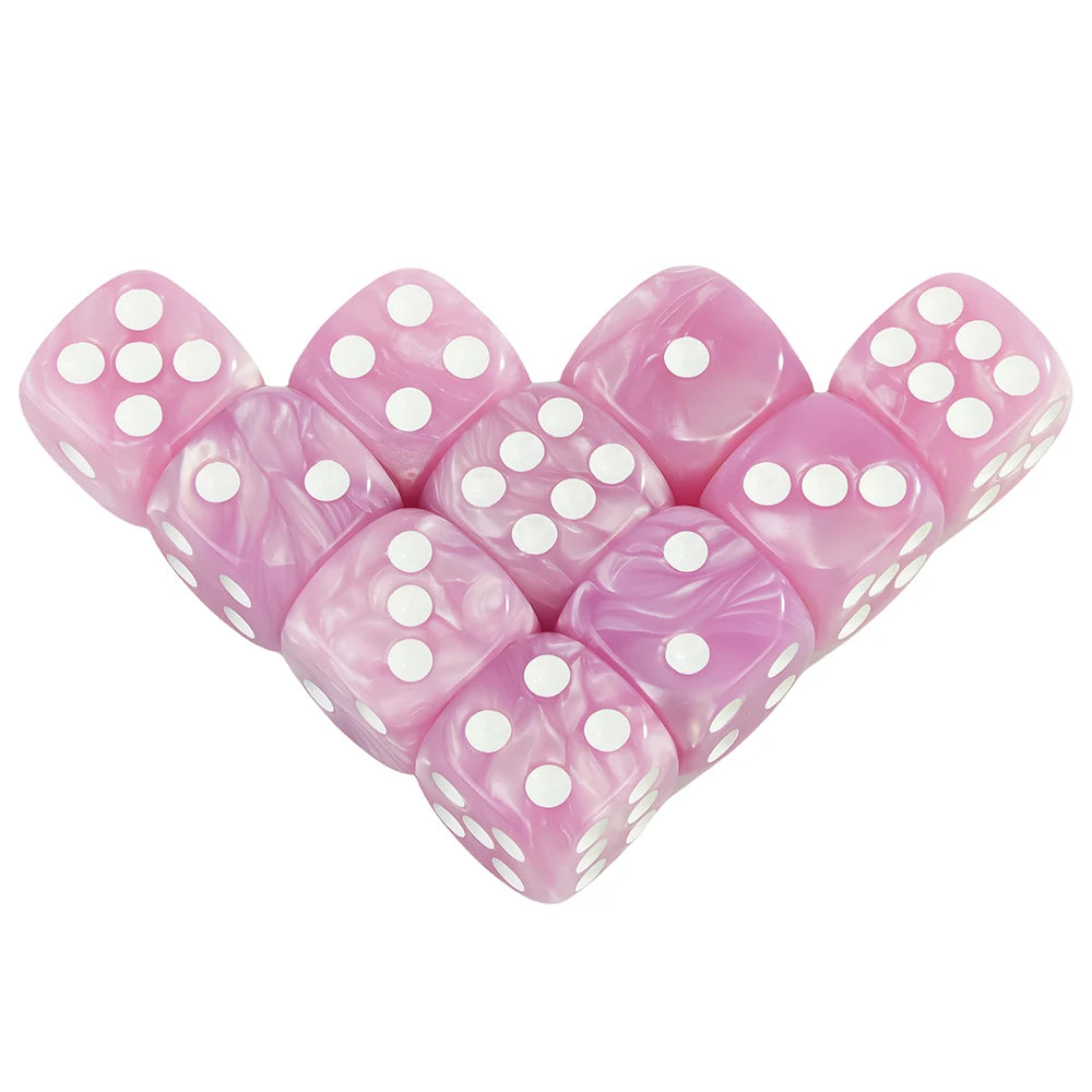 Acrylic Dice Set 10 Piece 16mm Marble D6 Game Dice
