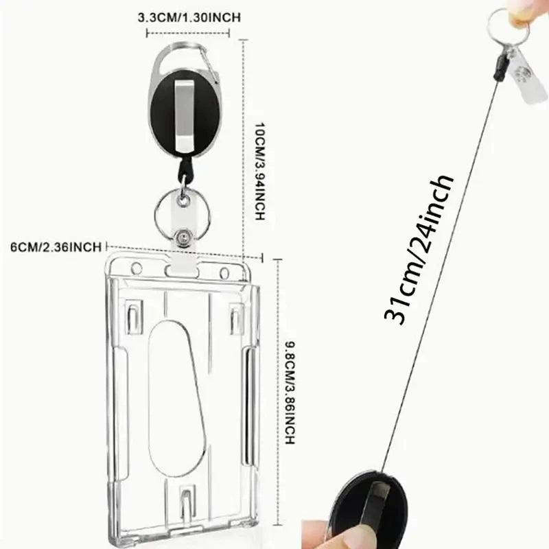 Retractable ID Card Holder Transparent Badge Holder Case