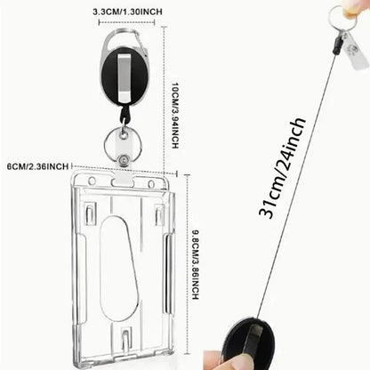 Retractable ID Card Holder Transparent Badge Holder Case