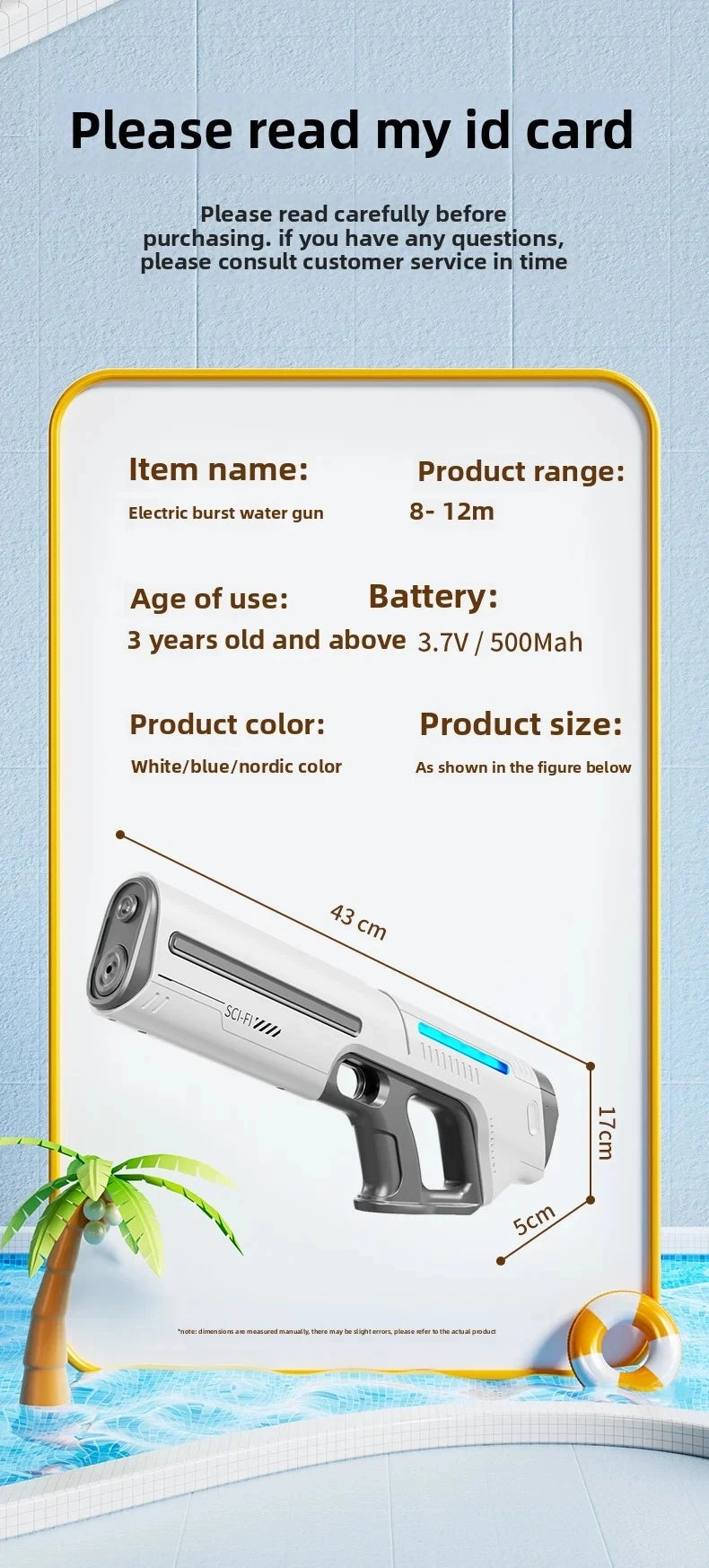 Rechargeable Electric Water Gun Powerful Automatic Water Blaster