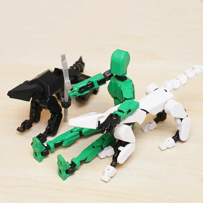 T13 Multi-Joint Robot Action Figure with Dog – 14cm Poseable Model