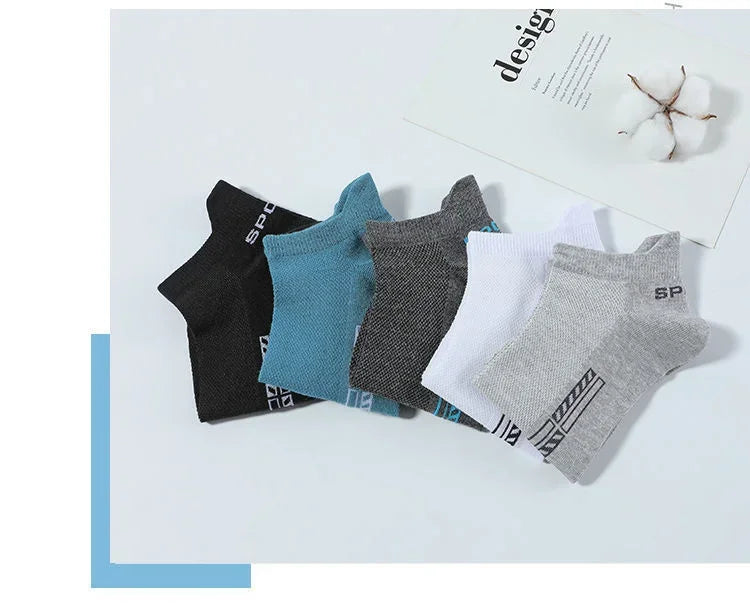 Men's Ankle Socks Breathable Cotton Sports Socks 5 Pairs