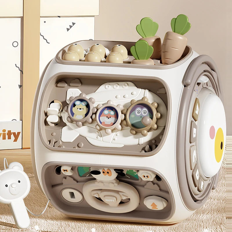 Montessori Activity Cube – Sensory Busy Board & Educational Toy for Toddlers
