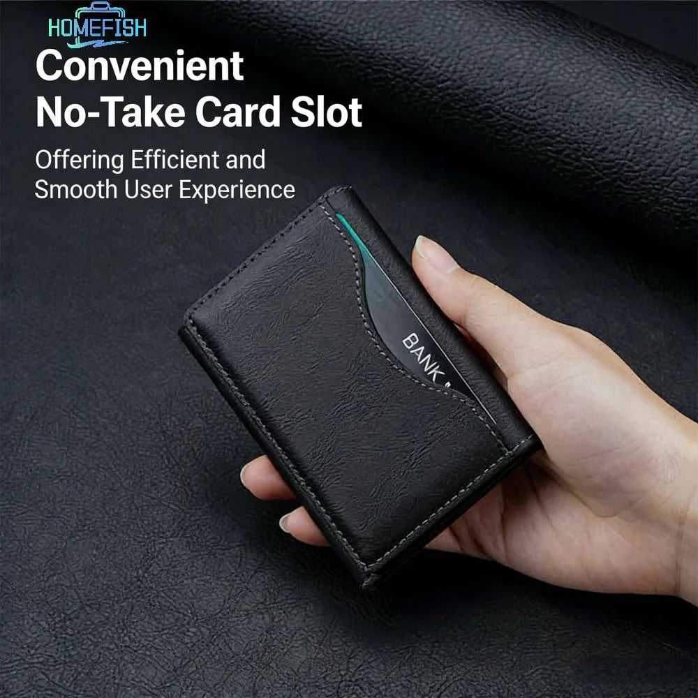 Mag Safe Card Holder PU Leather Magnetic Trifold Wallet