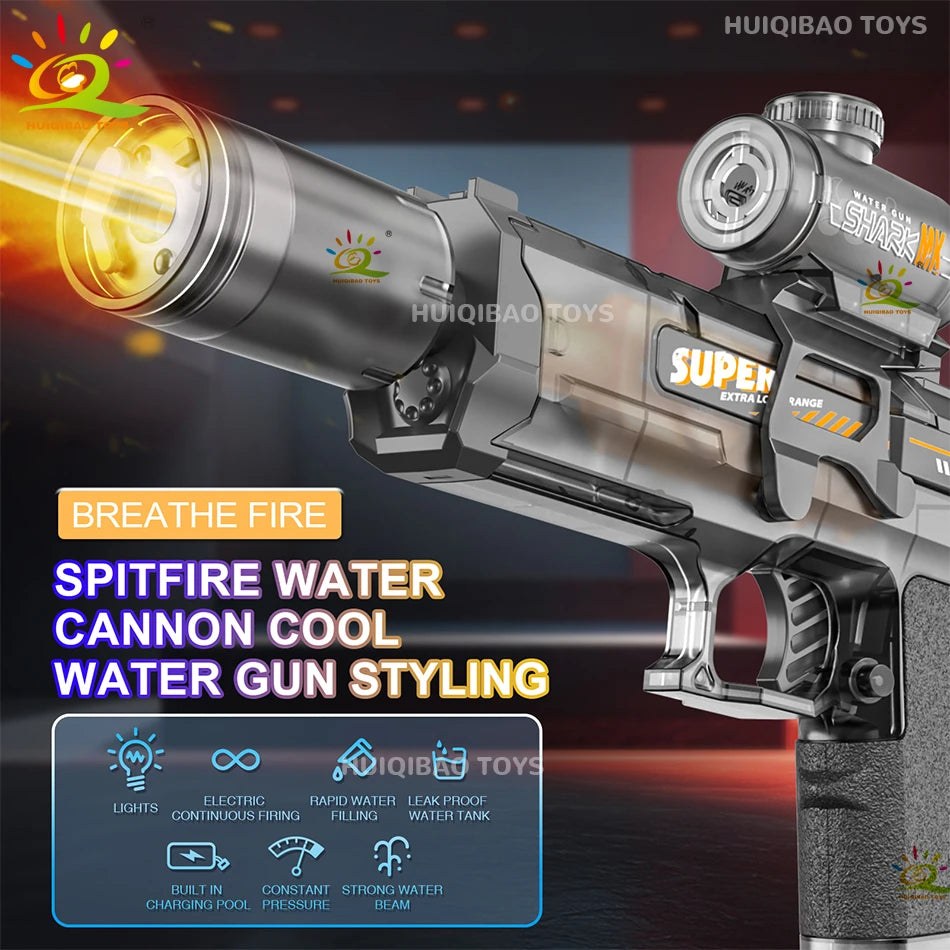 A rechargeable water blaster made for exciting pool, beach, and outdoor water games.