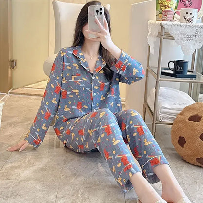 Women's Floral Pajama Set 2 Piece Viscose Long Sleeve Sleepwear
