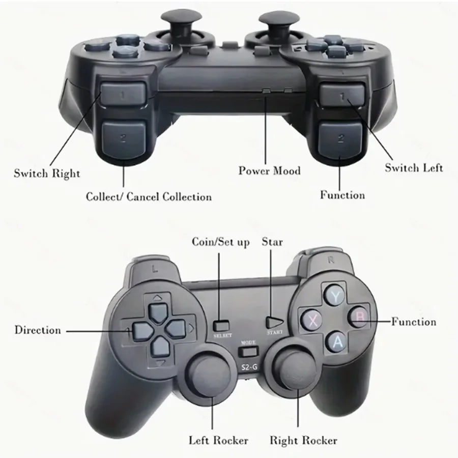 4K Retro Game Console Wireless Gaming Stick with Dual Controllers