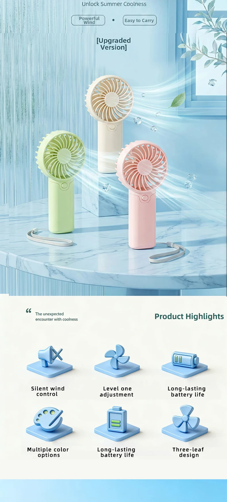 Handheld Mini Fan Rechargeable Portable Pocket Cooling Fan