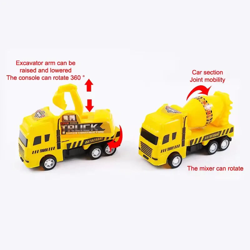 4 Pack Pull Back Construction Cars Set for Toddlers Kids