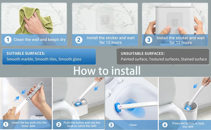 Disposable Toilet Brush Set with Holder & Refills