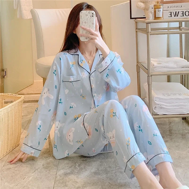 Women's Floral Pajama Set 2 Piece Viscose Long Sleeve Sleepwear