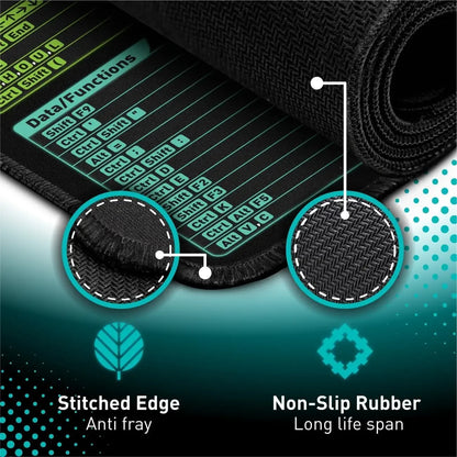 Office Excel Shortcut Large Mouse Pad, Stitched Anti Slip Rubber Base Mat for Gaming Desk Office PC Keyboard Desktop Accessories