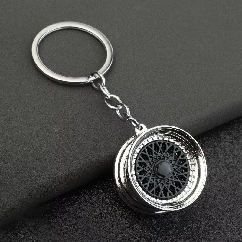 Stainless Steel Car Keychain – Brake Disc Turbo Gear Keyring for Men
