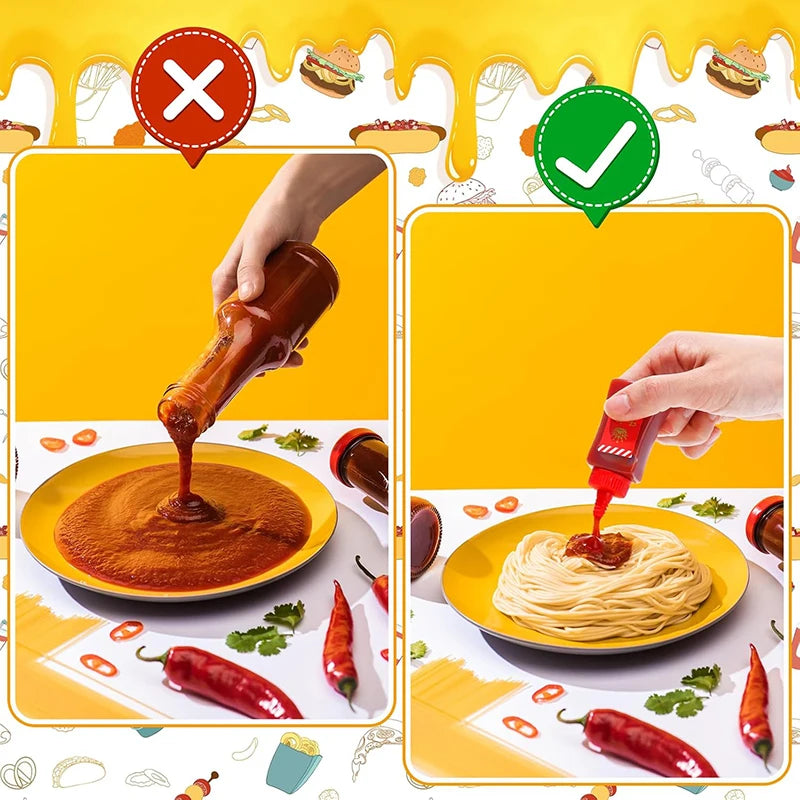 Mini Condiment Squeeze Bottles – Portable Sauce Containers for Lunch Boxes
