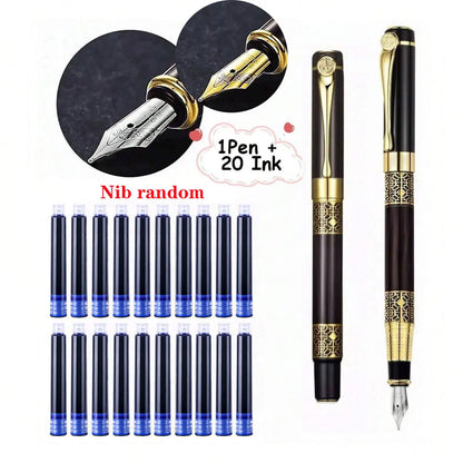 Metal Fountain Pen with Replaceable Ink Cartridges