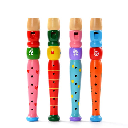 Wooden Flute for Kids, Colorful Beginner Instrument