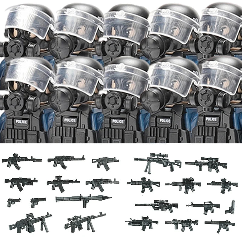 Police Soldier Building Blocks Mini Figures with Accessories