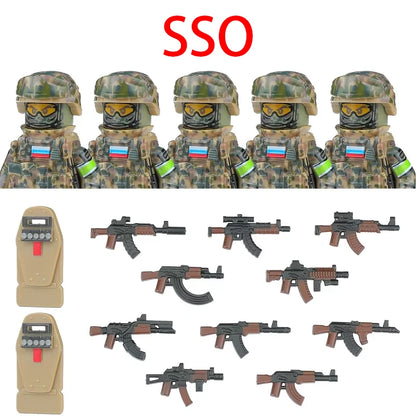 Military Soldier Building Blocks Mini Figure Set with Accessories