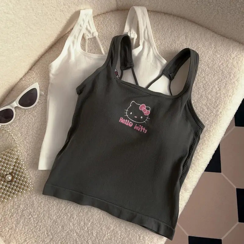 Hello Kitty Printed Tank Top – Cute Summer Cami with Built-In Padding