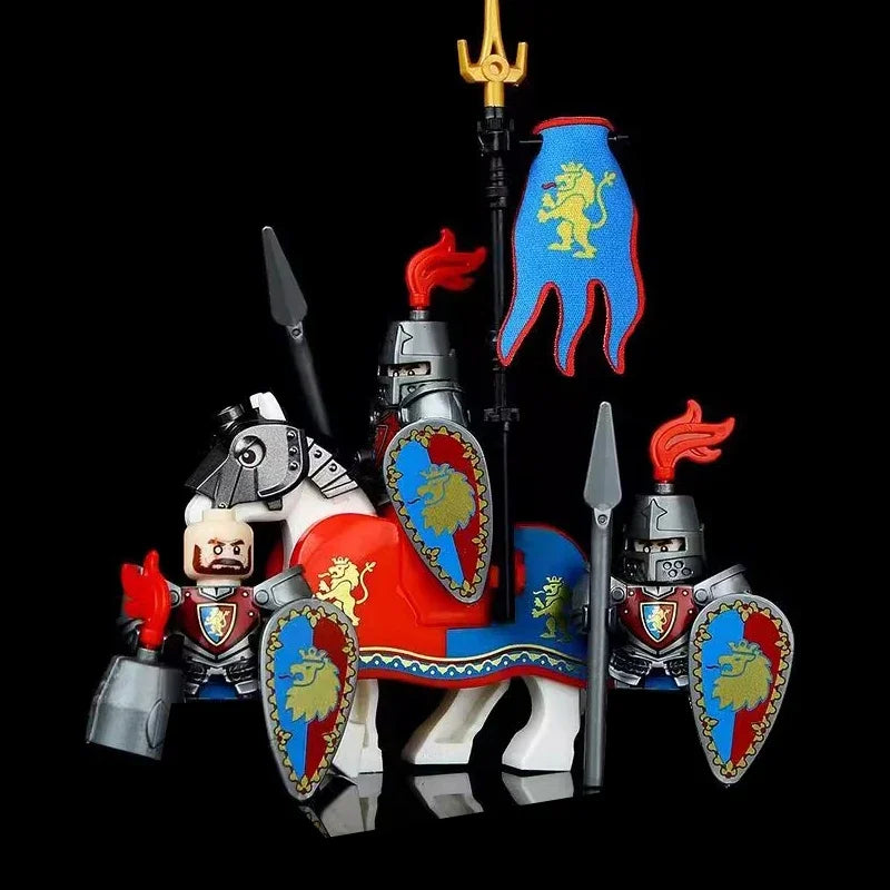 Medieval Castle Building Blocks Wolf Warrior Crusader Knight Figures Set