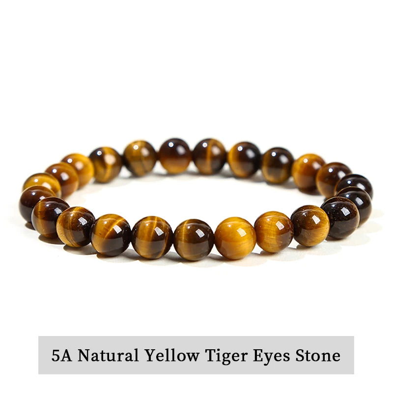Natural Stone Bead Bracelet – Crystal Gemstone Stretch Bracelet