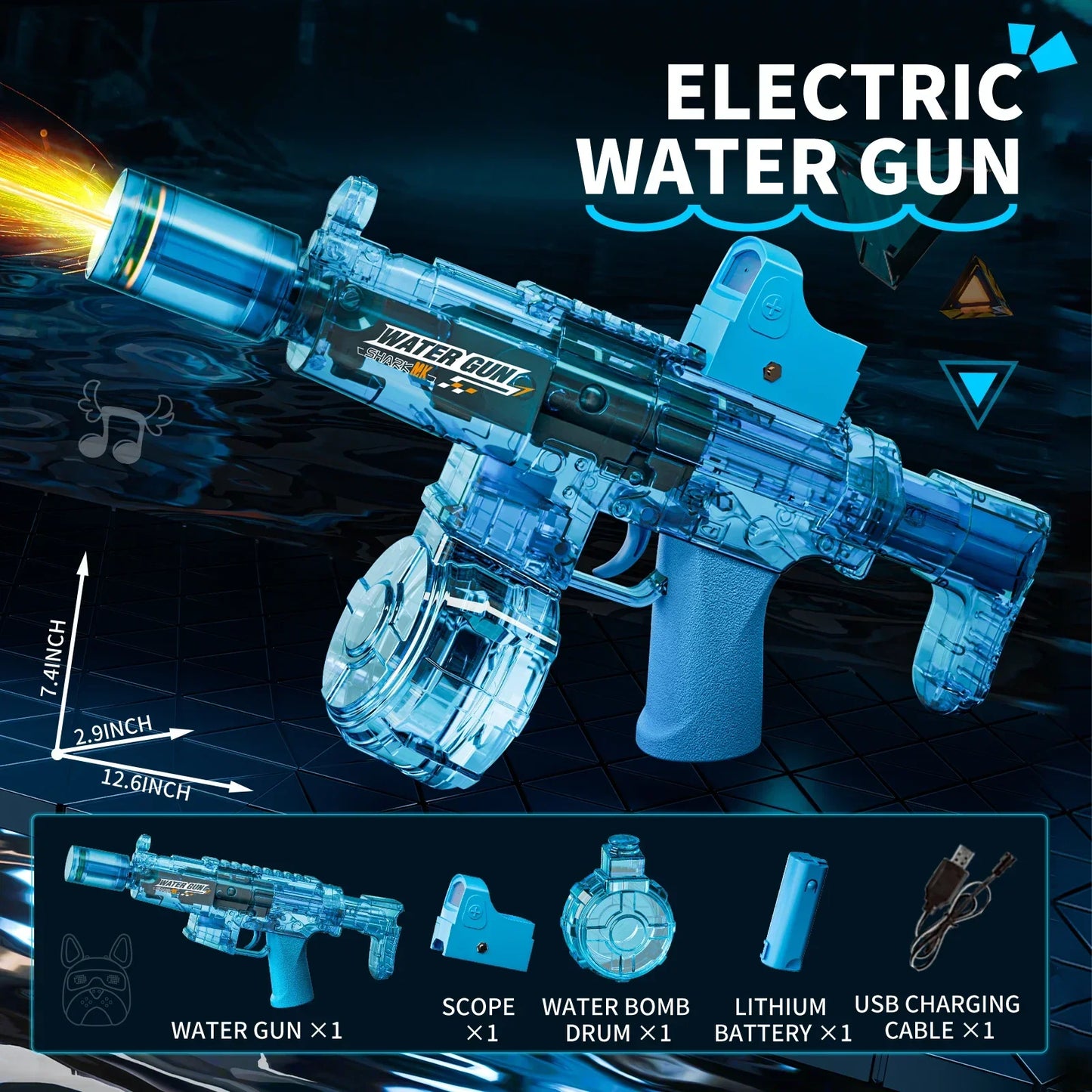 Electric Automatic Water Gun with Lights & Rechargeable Battery