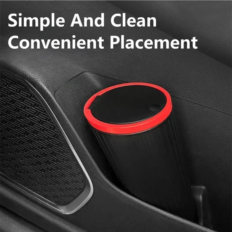 Car Trash Bin – Mini Auto Garbage Can with Lid & Storage Organizer