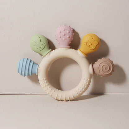 Silicone Baby Ring Teether Sensory Chew Toy for Infants