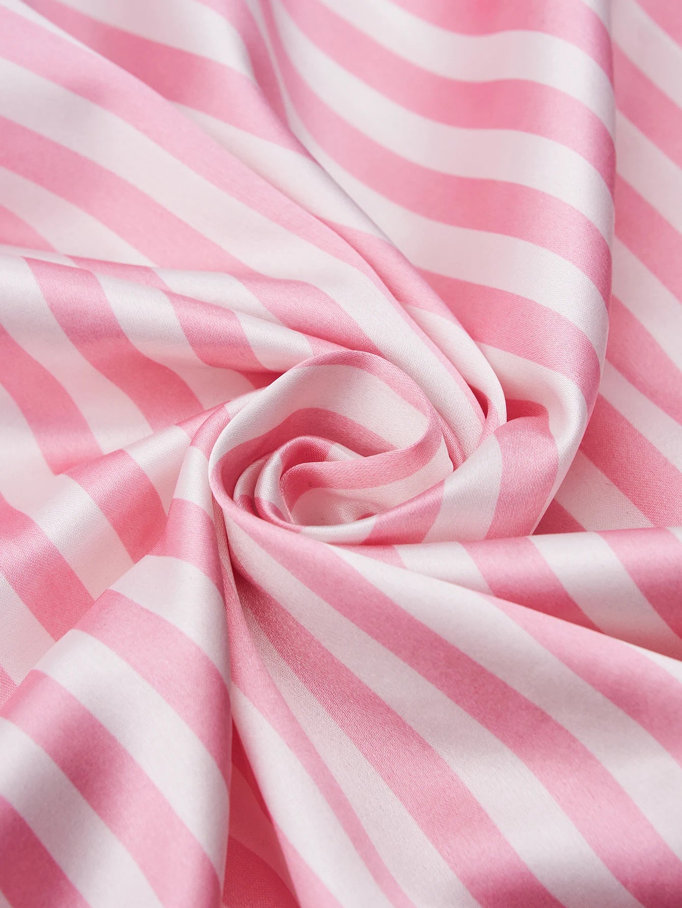 Women's Satin Pajama Set Short Sleeve Striped Sleepwear with Pockets