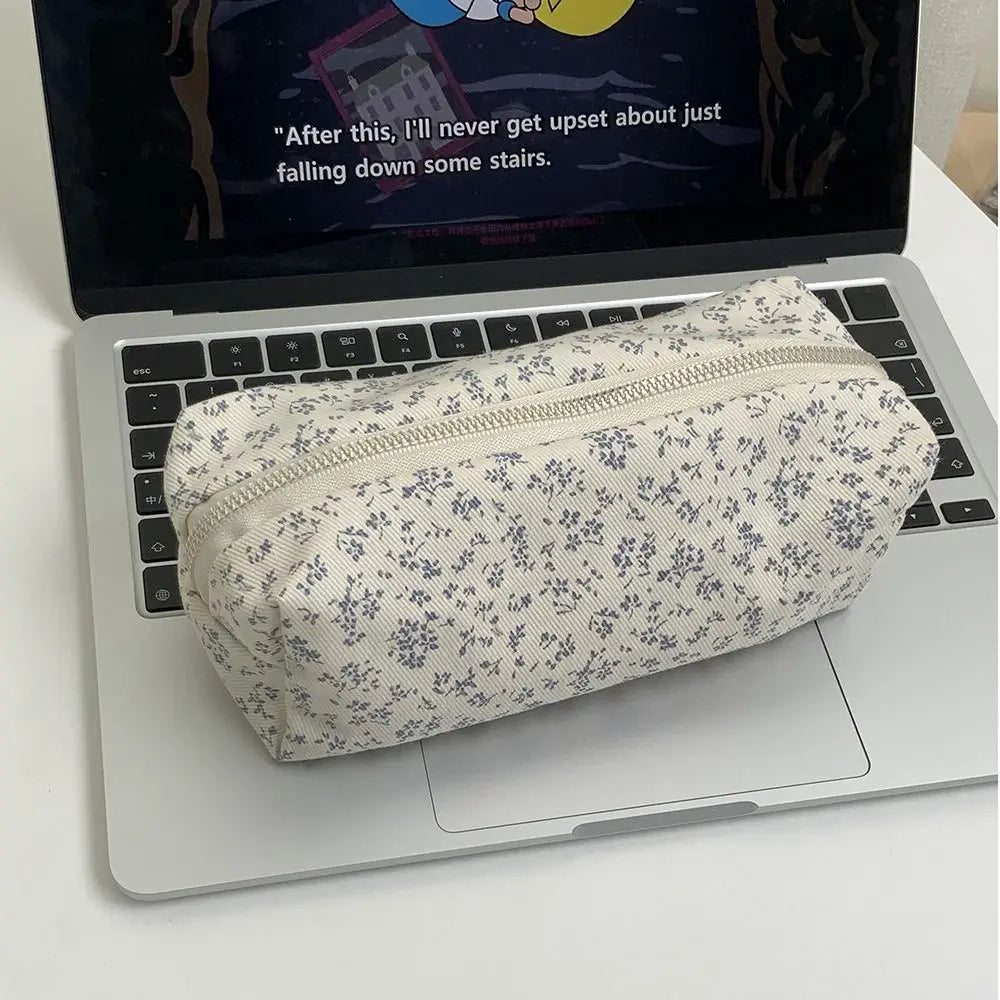 Floral Pencil Case Large Capacity Canvas Pen Bag