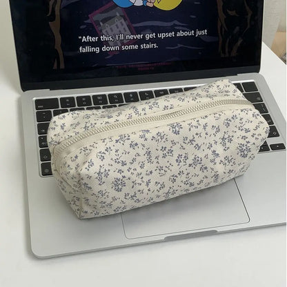Floral Pencil Case Large Capacity Canvas Pen Bag