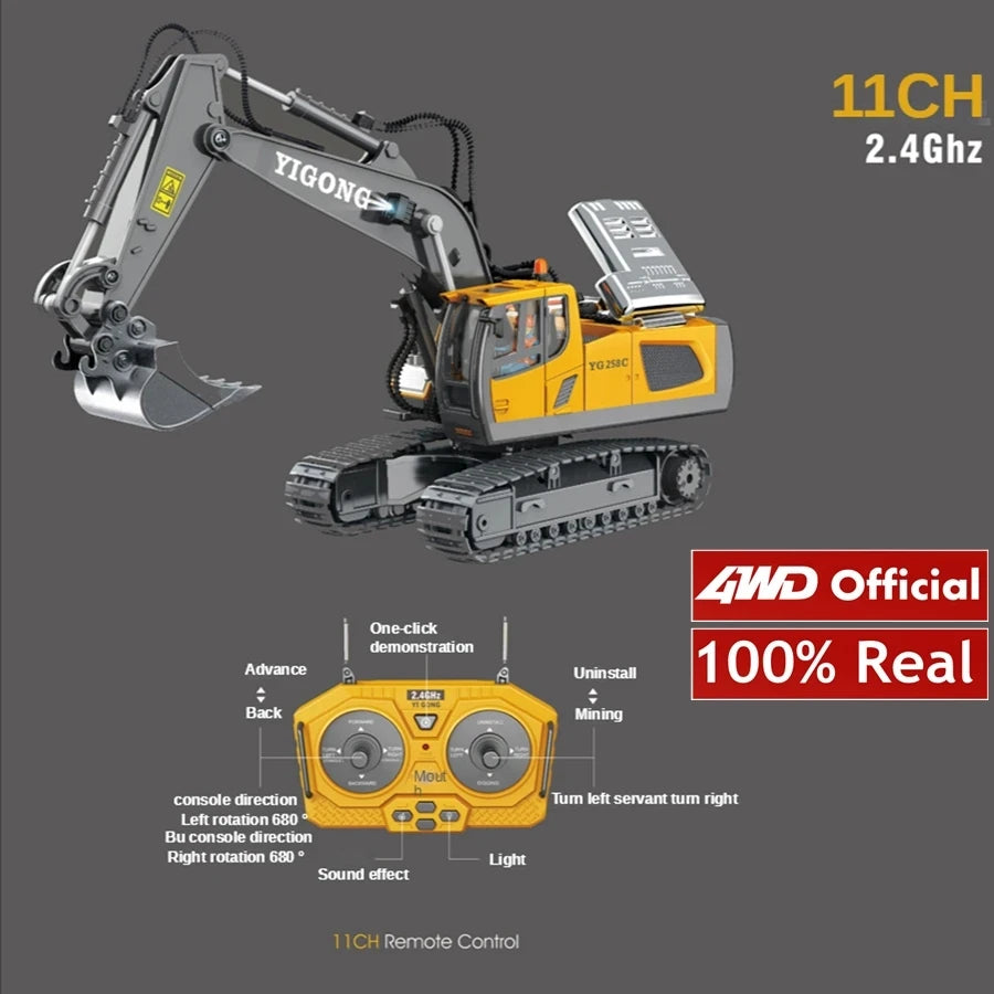 4WD RC Excavator Dump Truck Bulldozer 1:20 Remote Control Toy