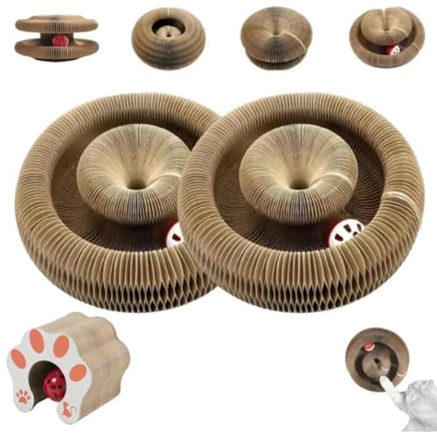 Cat Scratcher Toy – Foldable Accordion Scratch Board with Ball