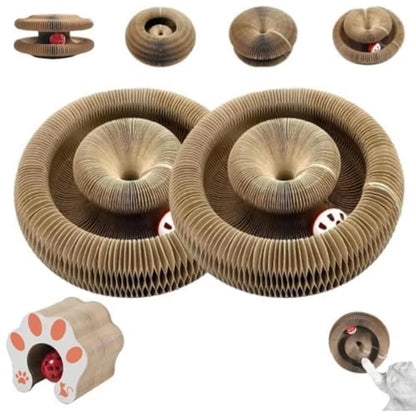 Cat Scratcher Toy – Foldable Accordion Scratch Board with Ball