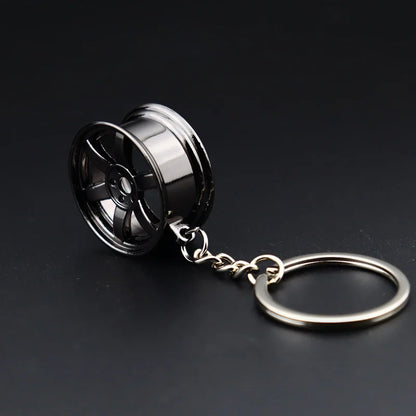 Stainless Steel Car Keychain – Brake Disc Turbo Gear Keyring for Men