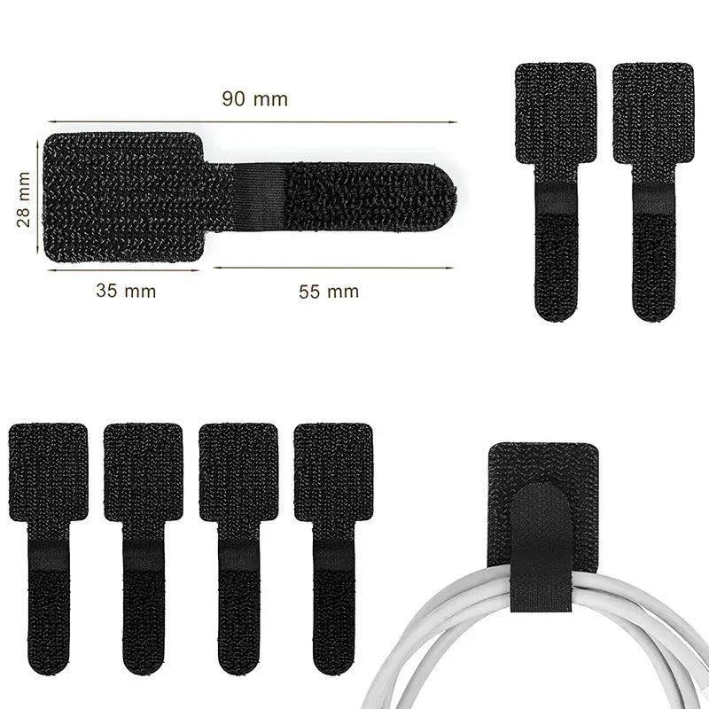 Reusable Velcro Cable Ties – Adjustable Self-Adhesive Cord Organizer