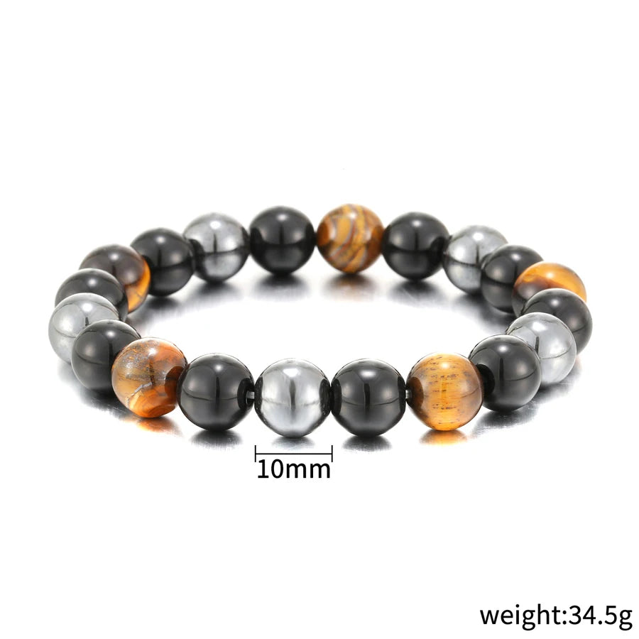 Tiger Eye Bead Bracelet – Natural Obsidian & Hematite Bracelet