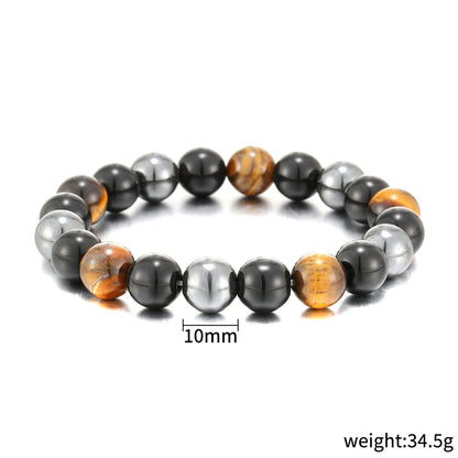 Tiger Eye Bead Bracelet – Natural Obsidian & Hematite Bracelet