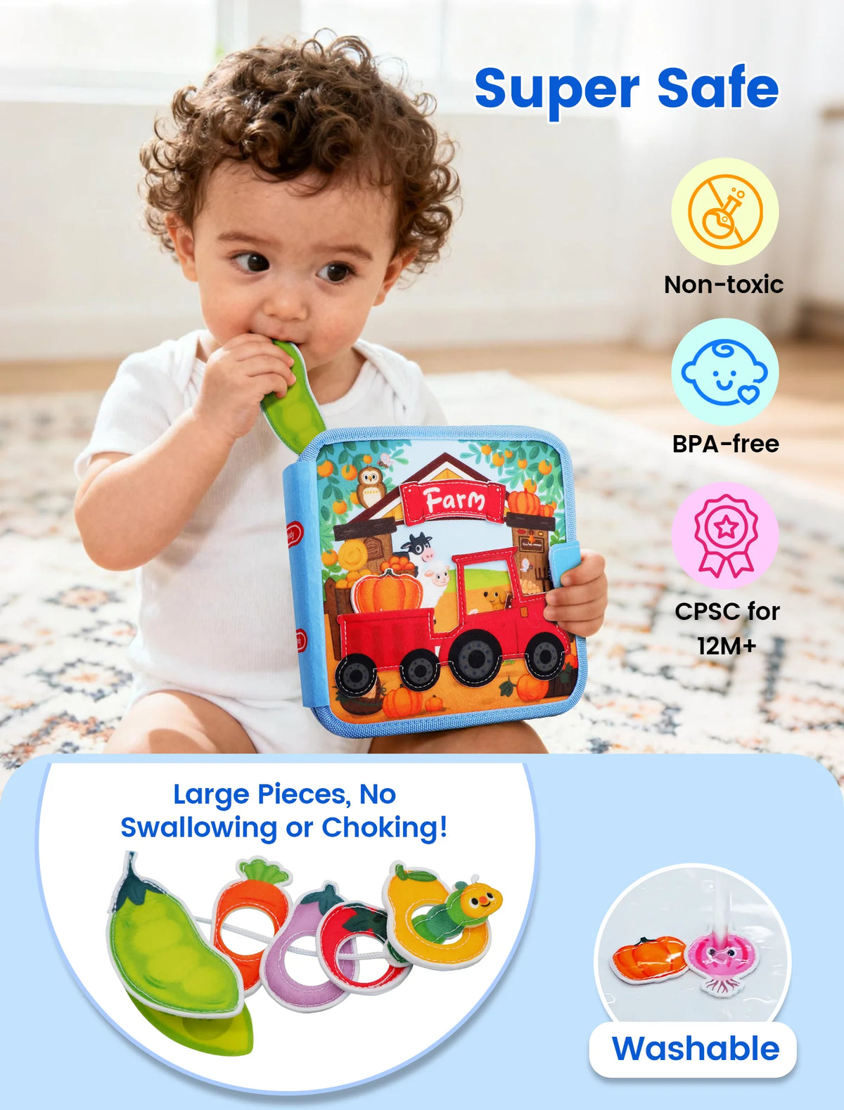 3D Farm Busy Board Quiet Book for Kids