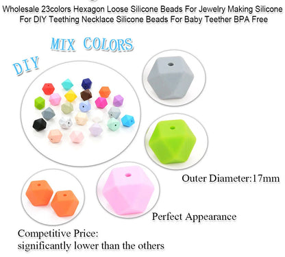 Silicone Hexagon Beads 10pcs Food Grade DIY Jewelry Making